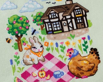 Life at the Cottage SAL (Ongoing!) - Cross Stitch Stitchalong - Cottagecore Xstitch - Colorful Summer Cross Stitch Pattern - Digital PDF