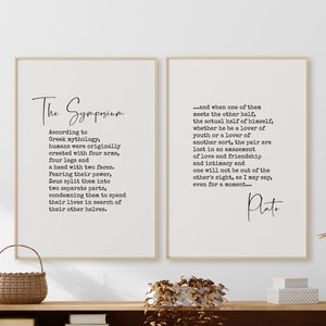 Greek Mythology Quote, Set of 2, Plato Quote, The Symposium, Printable Wall Art, The Myth of Soulmates, Downloadable Quote, Greek Philosophy