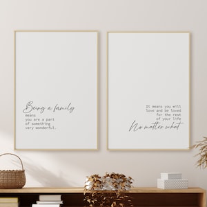 Being a family means, Set of 2 Printable quote, Printable Wall Art, Family wall art, Living room Decor, Digital Download, Family quote