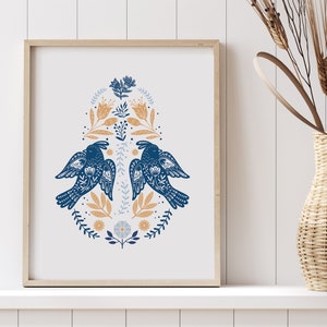 Scandinavian Folk Art Printable | Printable Scandinavian Modern Wall Art | Swedish Folk Art | Norwegian Wall Decor | Modern Nordic Wall Art