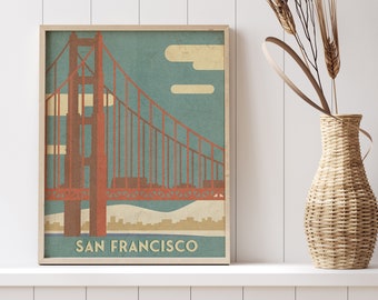 San Francisco Poster, Printable Wall Art, Travel Poster Digital Download, WPA Inspired Poster, Downloadable Print, Instant Download