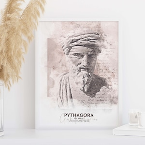 Greek Philosopher Pythagoras, Printable Wall Art, Greek Philosophy Poster, Digital Download print, Pythagoras Statue Art, Downloadable Art