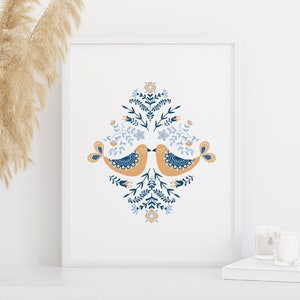 Scandinavian Folk Art Printable | Printable Scandinavian Modern Wall Art | Swedish Folk Art | Norwegian Wall Decor | Modern Nordic Wall Art