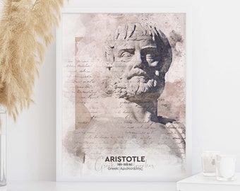 Greek Philosopher Aristotle, Printable Wall Art, Greek Philosophy Poster, Digital Download print, Greek Statue Modern Art, Downloadable Art