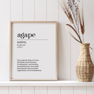 Greek Word Definition, Agape Definition, Printable Wall Art, Greek Poster, Digital Download print, Greek Philosophy, Downloadable Wall Art