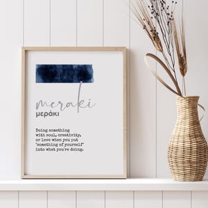 Greek Word Definition, Meraki Definition, Printable Wall Art, Greek Poster, Digital Download print, Greek Philosophy, Downloadable Wall Art