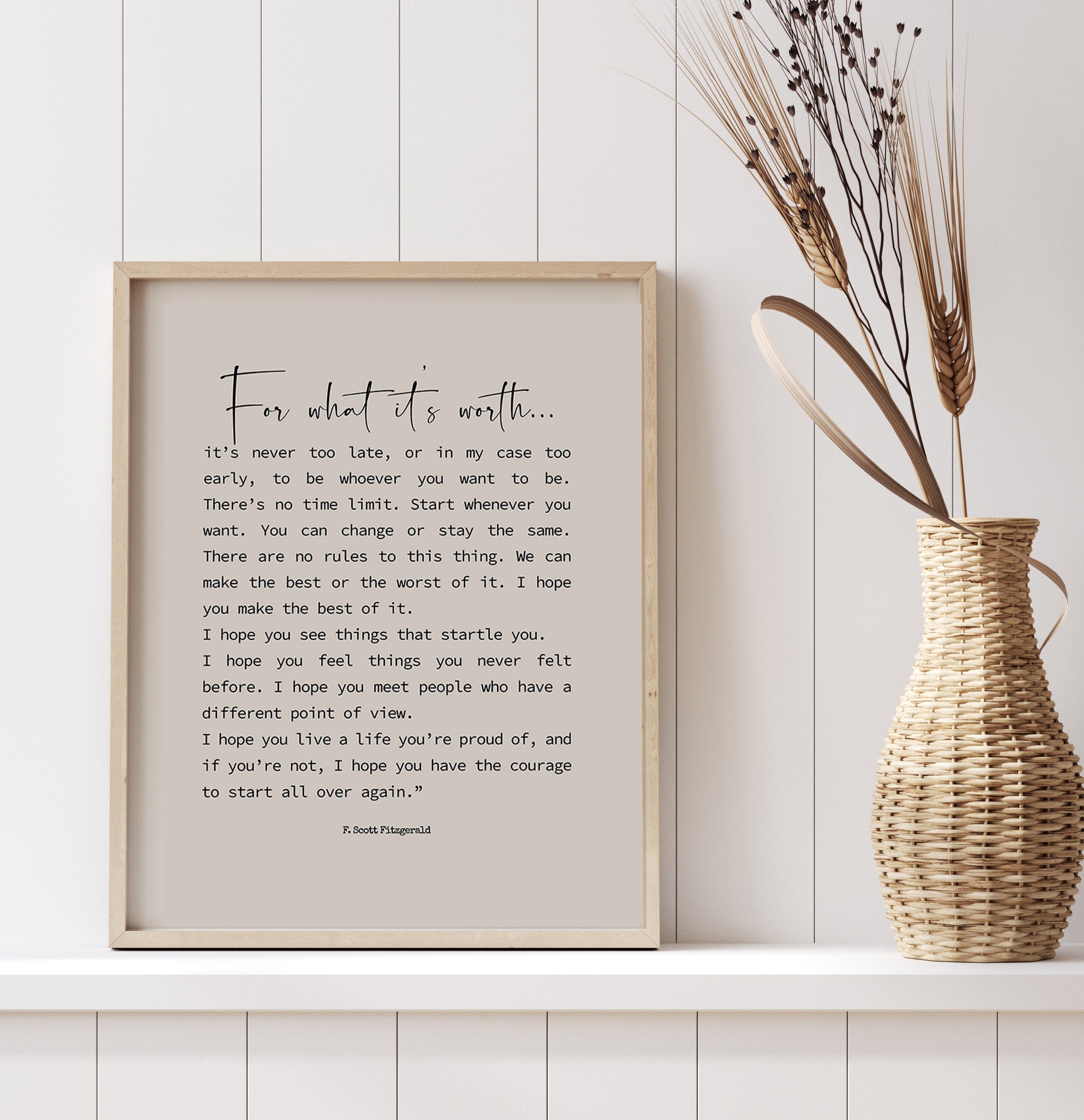 for What It's Worth - F. Scott Fitzgerald Quotes Wall - 11x14 - Book Quotes Wall Decor Is Perfect for Classrooms, Home Offices or Libraries - Vintage