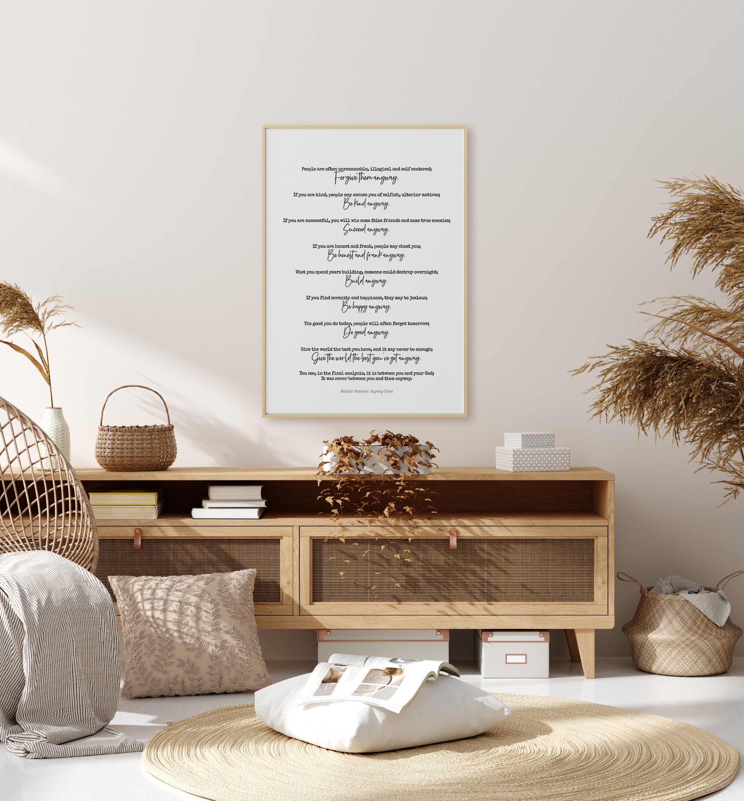 Poster su tela con citazioni motivazionali di Madre Teresa, decorazione da parete per soggiorno, camera da letto, 30 x 45 cm, cornice stile 1 : . it