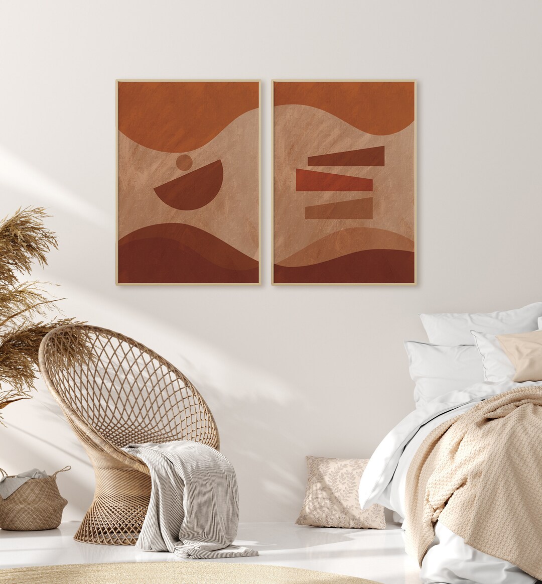 Mid Century Modern Wall Art Printable Set of 2, Abstract Geometric ...
