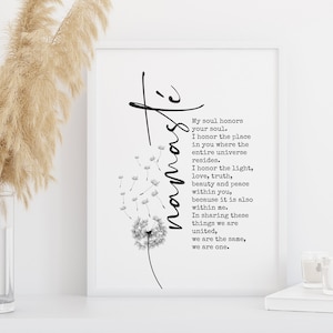 May include: Black and white printable art print with a dandelion and the text "remarkable" written vertically down the right side of the image. The text reads: "My soul honors your soul. I honor the place in you where the entire universe resides. I honor the light, love, truth, beauty and peace within you, because it is also within me. In sharing these things we are united, we are the same, we are one."