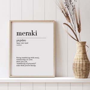 Greek Word Definition, Meraki Definition, Printable Wall Art, Greek Poster, Digital Download print, Greek Philosophy, Downloadable Wall Art