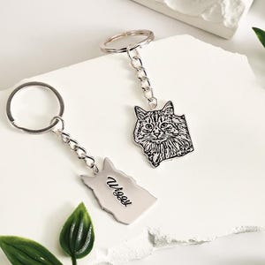 Dog Photo Keychain,Engraved Pet Portrait Keyring, Dog Mom Memorial Keychain Gift, Pet Charm Handmade, Dog Mom Gift, Pet Loss Keychain