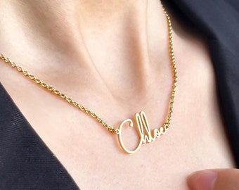 Personalised Name Necklace, Nameplate Necklace, Gold Name Necklaces, Custom Name Jewellery, Charm Necklace, Mothers Gifts, Birthday Gifts