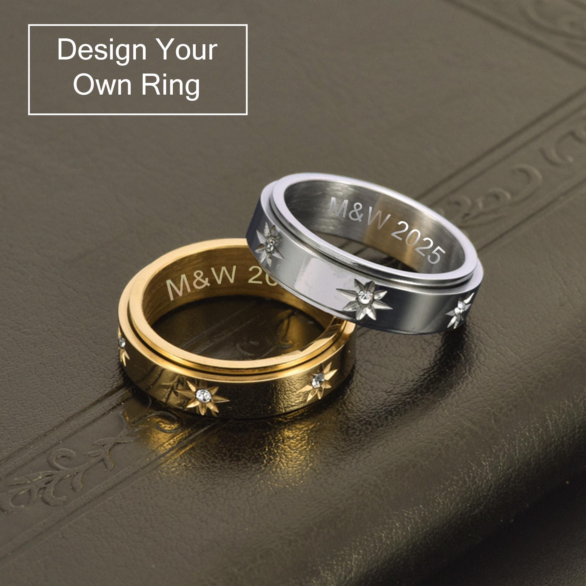 INRENG 6mm Stainless Steel "OFF" Ring - Men's & Women's Biker Band, Inspirational Jewelry, Silver Gold Black