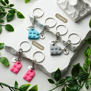 Set 2 Portachiavi Puzzle A Forma Di Cuore - Portachiavi Personalizzato Per Coppie, Amici, Mamma - Regalo Unico Per Compleanno, Matrimonio, San Valentino, Argento