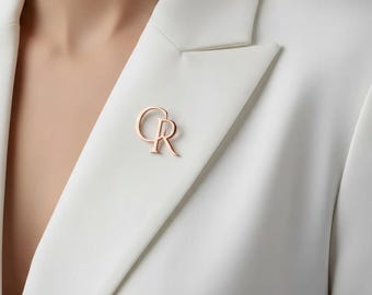 Custom Initial Brooch, Personalized Name Lapel Pin, Stainless Steel