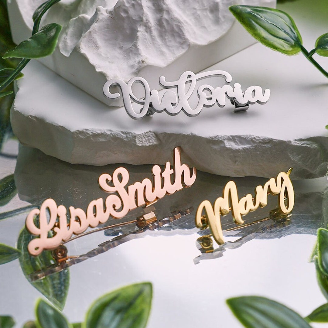 Custom Name Brooch, Personalized Name Tags, Initials Brooch, Monogram