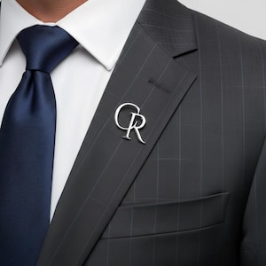Personalized Initials Lapel Pin, Stainless Steel Suit Brooch, Gift
