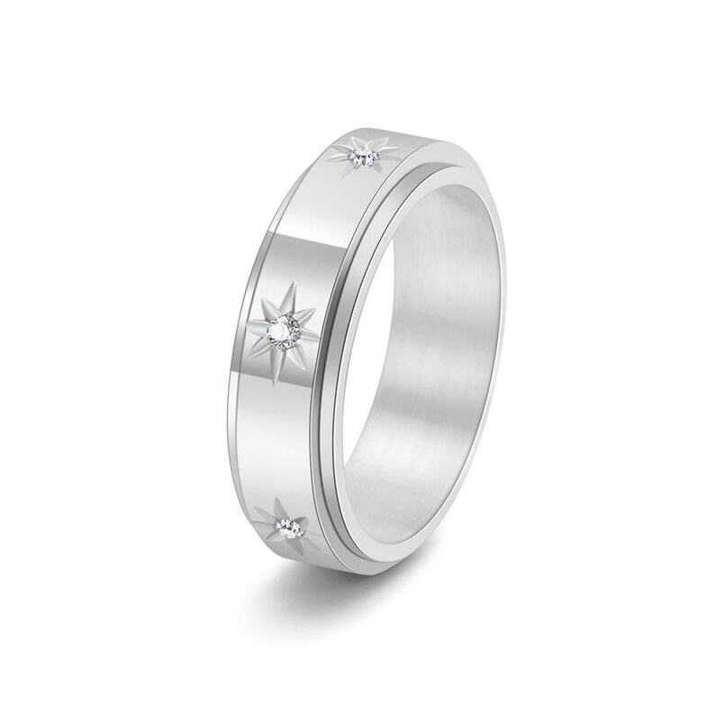 Bague De Pouce Large Spinner Argent étoile Dorée – Bague Tournante Ajustable Panoply
