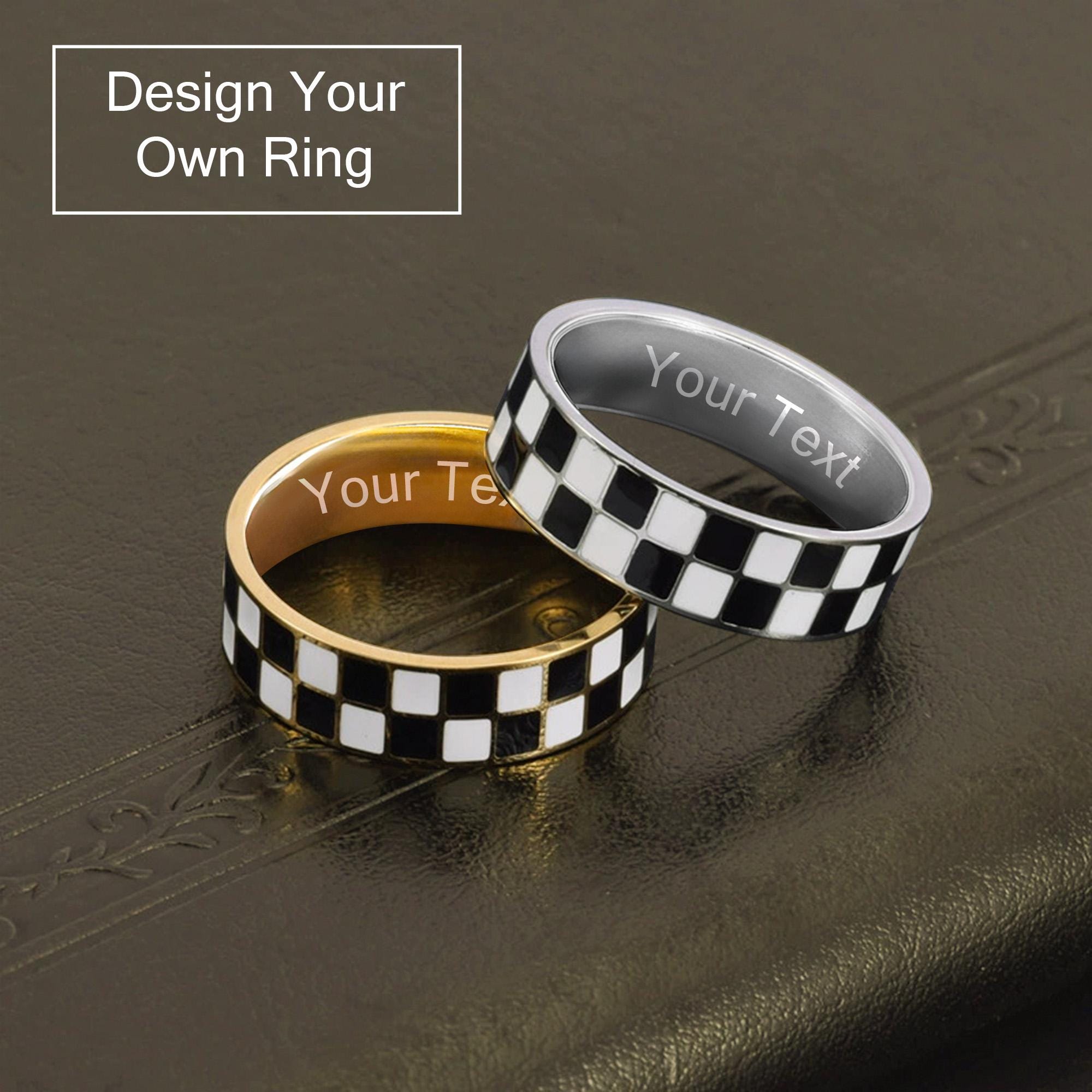 Checkerboard Ring - Etsy