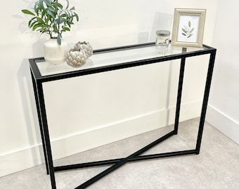 Crossley Glass Metal Console Table - Black