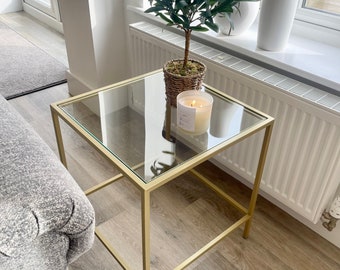 Madison Glass Metal Side Table - Gold