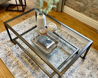 Hudson Glass Metal Coffee Table - Dark Bronze