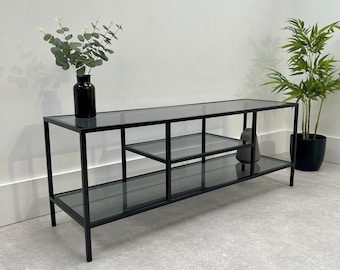 Glass Black Metal TV Media Unit