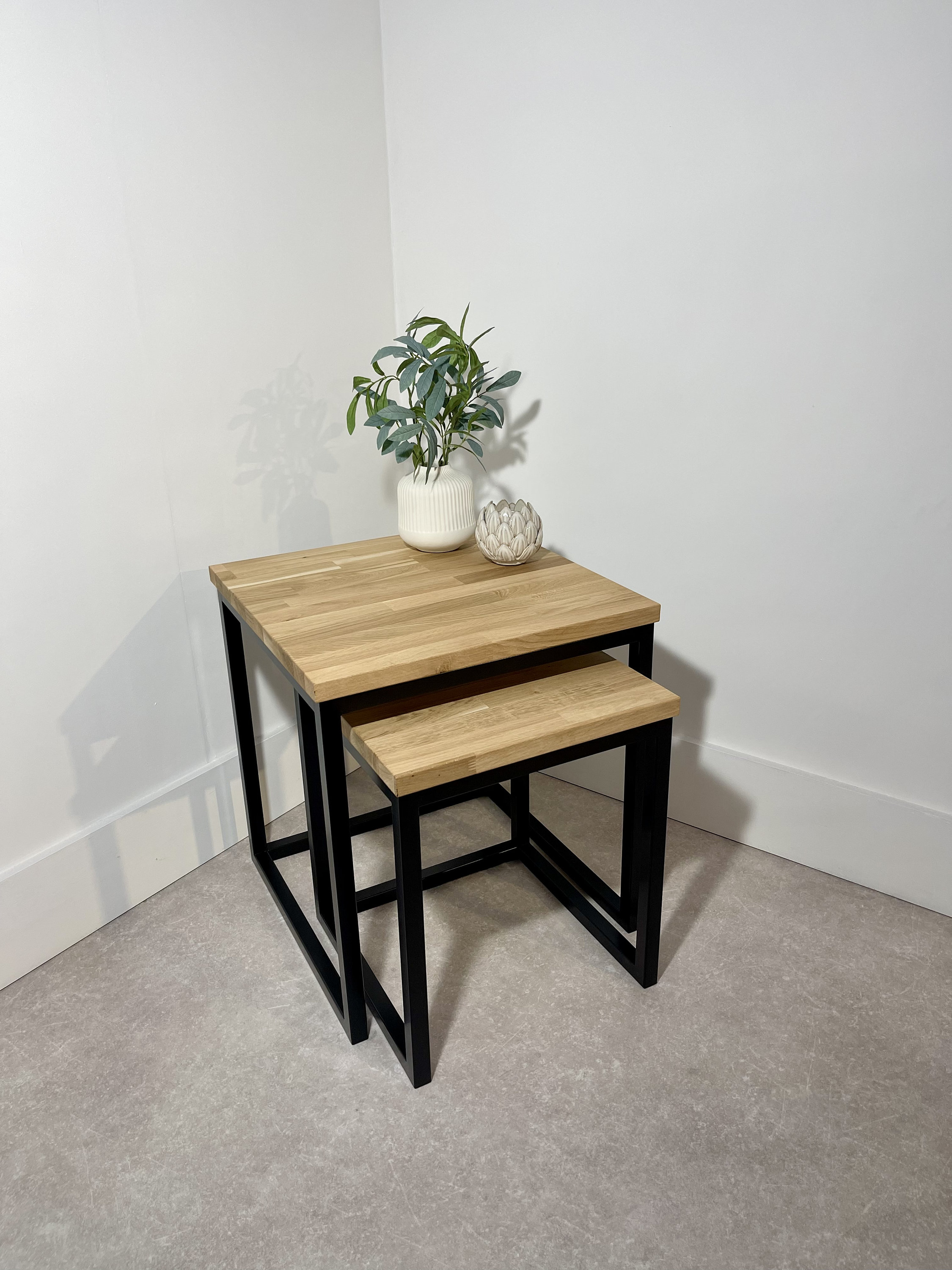 Industrial oak nest of tables discount