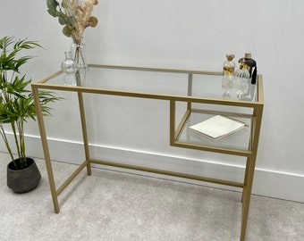 Glass Metal Dressing Table Gold