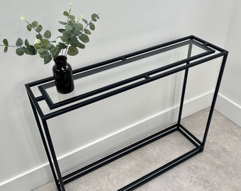 Thea Glass Metal Console Table
