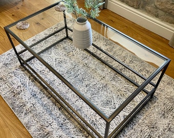 Aria Glass Metal Coffee Table - Dark Bronze