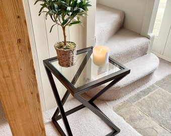 Twisted Glass Side End Table Dark Bronze