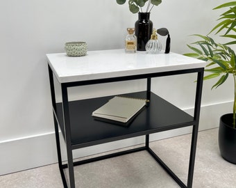 Marble Metal Bedside Table
