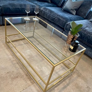 Aria Glass Metal Coffee Table - Gold