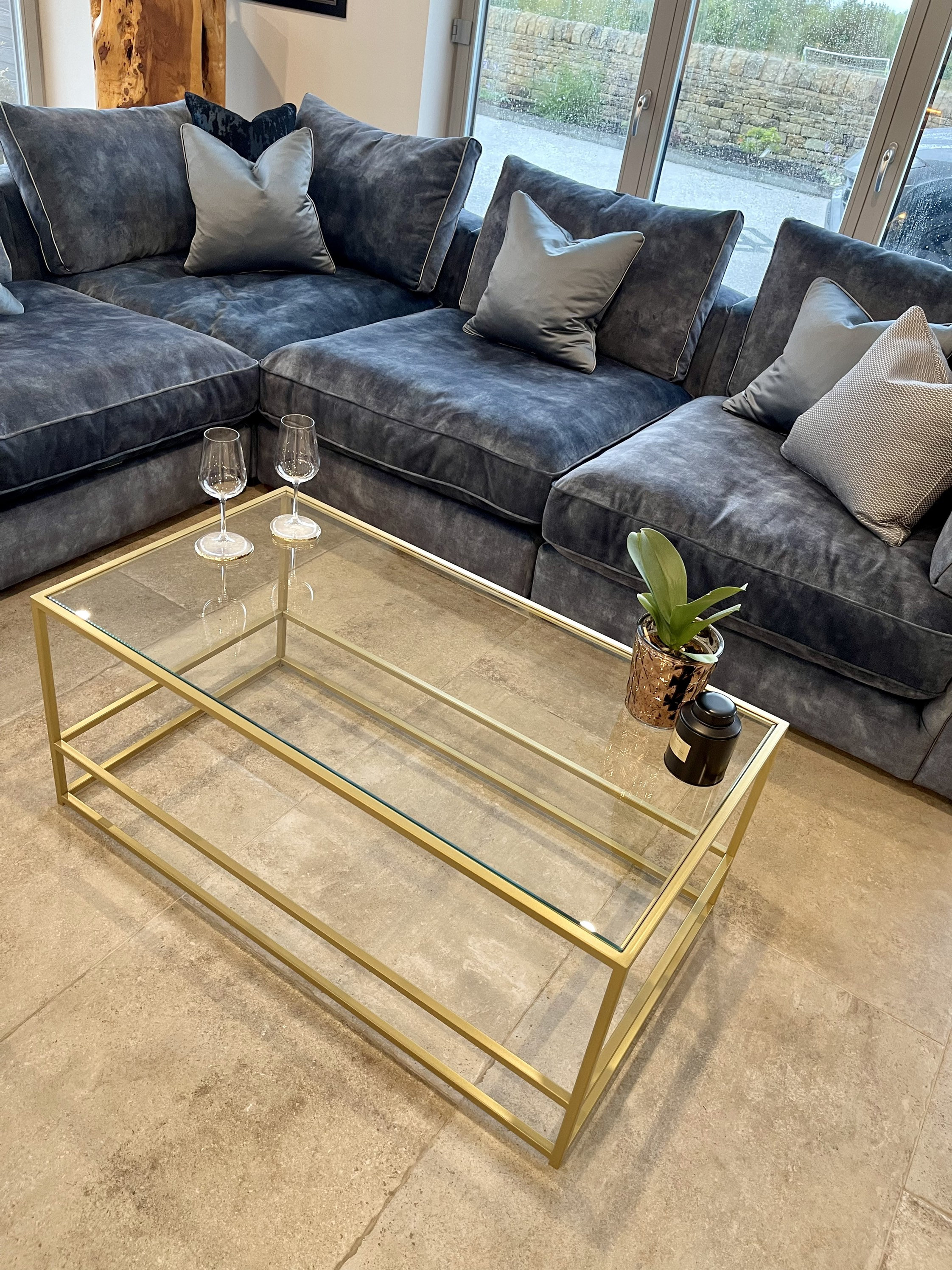 Gold Glass Metal Coffee Side Table Etsy UK