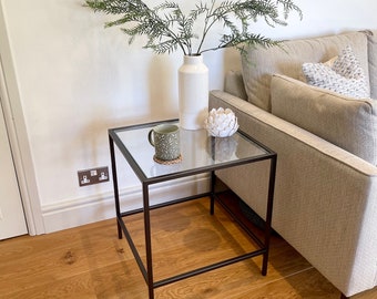 Madison Glass Metal Side Table - Dark Bronze