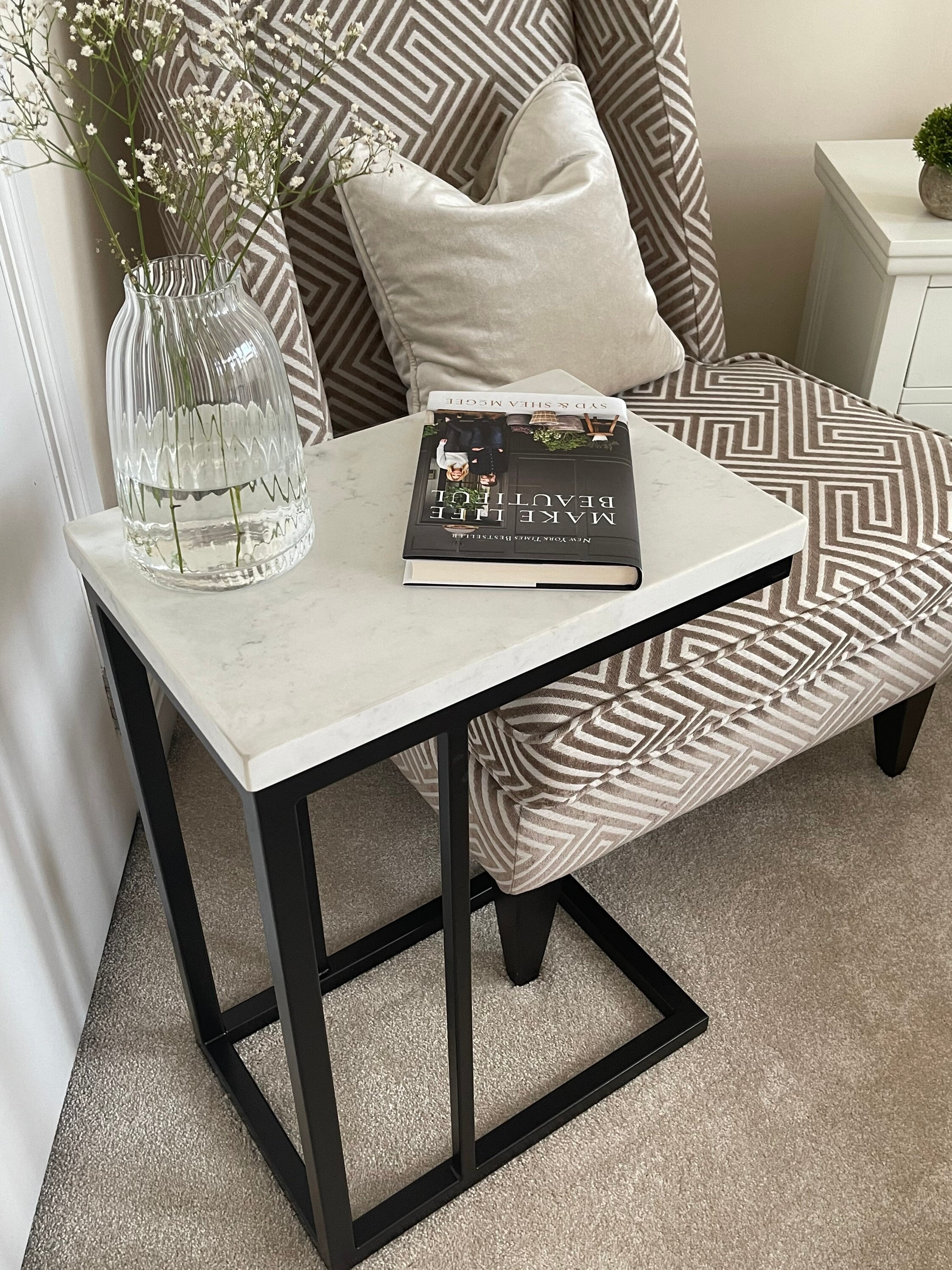 Luna Marble Side Sofa Table Etsy UK