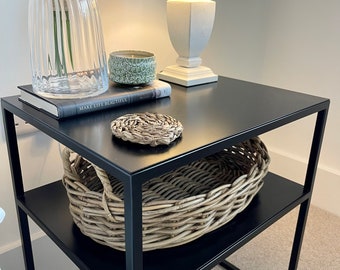 Metal Bedside Table Matte Black
