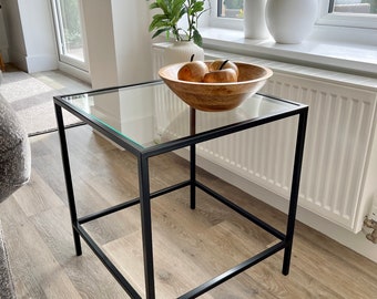 Madison Glass Metal Side Table - Black