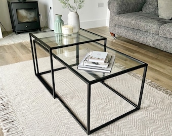 Glass Metal Nesting Coffee Tables