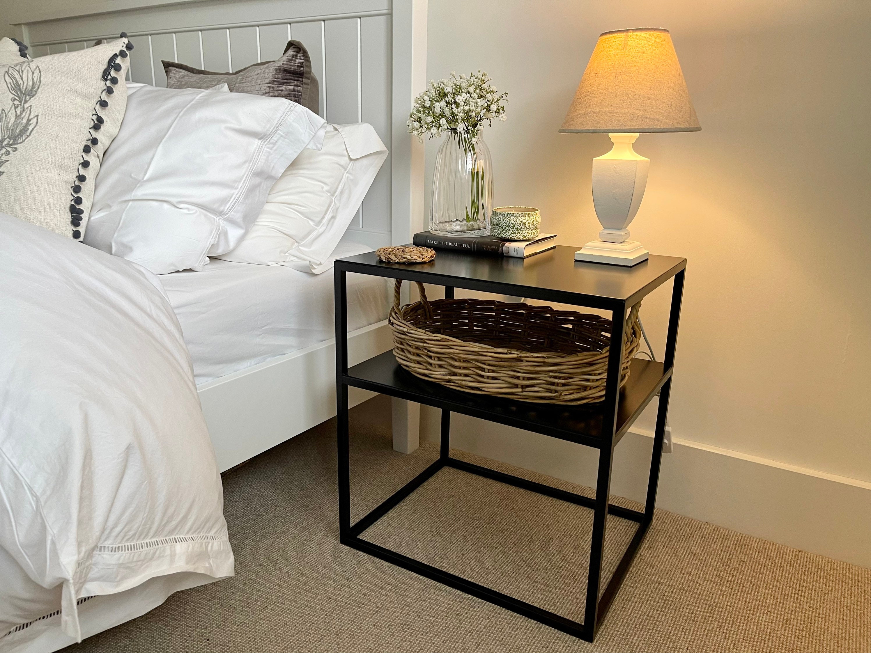 Metal Bedside Table Matte Black Etsy Ireland