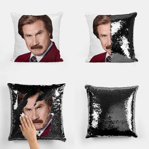 RON BURGUNDY - Fronha de lantejoulas com leque Anchorman
