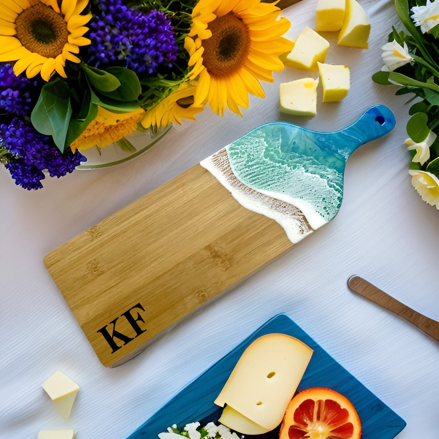 Sunflower and Rose Cutting Board/custom/charcuterie Board/sunflower  Kitchen/ Mothers Day Gift/christmas/birthday/personalized 