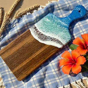 Ocean Resin Charcuterie Board: Beach House Kitchen Decor