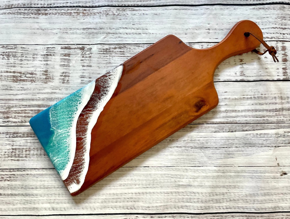 Ocean Cheese Board Resin Charcuterie Board Ocean Waves Etsy