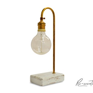 Vintage Table Lamp, Brass and Wooden Desk Lamp, Rustic Steampunk Lamp, Unique Lampshade, Bedside Lamp