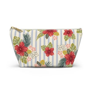 Borsa per il trucco retrò Hibiscus, beauty case da viaggio per le vacanze, regalo per damigelle d&#39;onore, astuccio con cerniera e fondo a T, grazioso beauty case