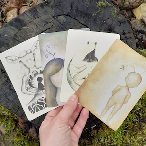 Inspirationskarten / „Innerlichkeit“ / Irdische Spiritualität / 4 Stück / Gedruckt auf baumfreiem Papier