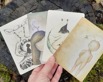 Inspiration cards / Earthly spirituality / 4 cards / Printed on tree free paper